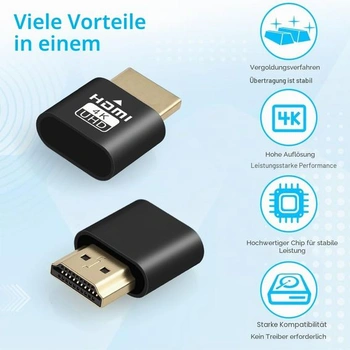 AXFEE 1PC HDMI záslepka, prenosný emulátor displeja 4K@60Hz 1080P, čierna - 1 kus