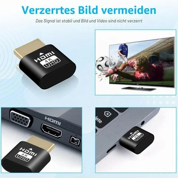AXFEE 1PC HDMI záslepka, prenosný emulátor displeja 4K@60Hz 1080P, čierna - 1 kus