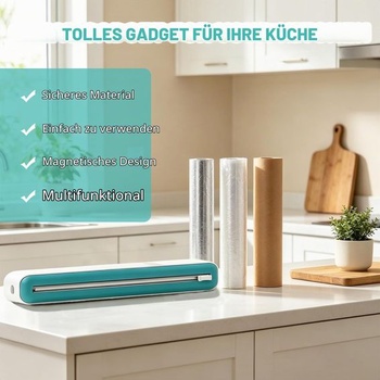 Magnetický dávkovač potravinovej fólie, 2dielny dávkovač potravinovej fólie s rezačkou, kuchynský