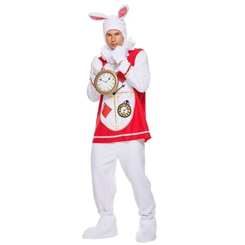 Kostým králika EraSpooky pre dospelých, unisex muži a ženy, maskot biely králik, halloweensky kostým