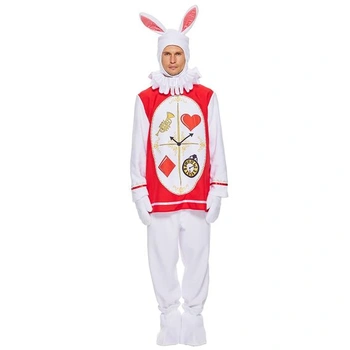 Kostým králíka EraSpooky pro dospělé, unisex muži a ženy, maskot bílý králík, halloweenský kostým