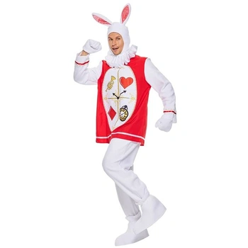 Kostým králíka EraSpooky pro dospělé, unisex muži a ženy, maskot bílý králík, halloweenský kostým