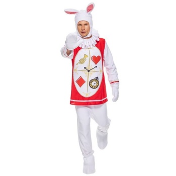 Kostým králíka EraSpooky pro dospělé, unisex muži a ženy, maskot bílý králík, halloweenský kostým