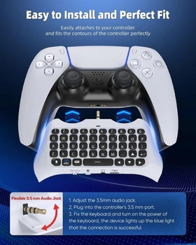 Bezdrátový ovladač s klávesnicí pro PS5 Pro Slim, přenosný mini gamepad s Bluetooth 3.0 a