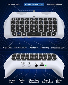 Bezdrátový ovladač s klávesnicí pro PS5 Pro Slim, přenosný mini gamepad s Bluetooth 3.0 a