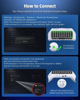 Bezdrátový ovladač s klávesnicí pro PS5 Pro Slim, přenosný mini gamepad s Bluetooth 3.0 a