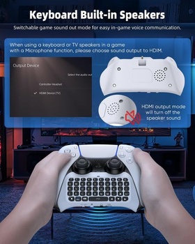 Bezdrátový ovladač s klávesnicí pro PS5 Pro Slim, přenosný mini gamepad s Bluetooth 3.0 a