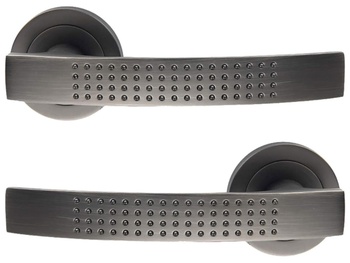 2 dveřní kování Louna, rozetové kování, průměr 50 mm, hliník, tmavě šedý mat - N