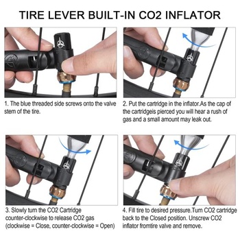 GEWAGE CO2 pumpa na bicykel - Kompaktná pumpa na CO2 kartuše s 2 montážnymi pákami na pneumatiky a