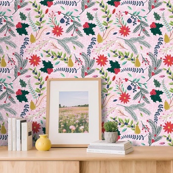 Fototapeta ReWallpaper do dievčenskej izby, ružový ovocný vzor, ​​44,5 cm x 7 m, samolepiaca