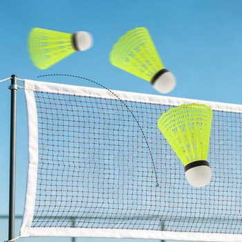 Badmintonové loptičky, nylonové, žlté, 18 kusov