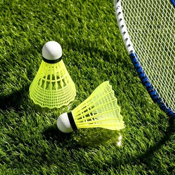 Badmintonové loptičky, nylonové, žlté, 18 kusov