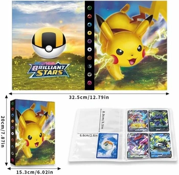 Album sběratelských karet Pokémonů, 4 kapsy, 30 stran, kapacita 240 karet, klasický styl