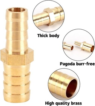 2 kusy mosadzných hadicových spojok 14 mm x 8 mm s protihrotmi