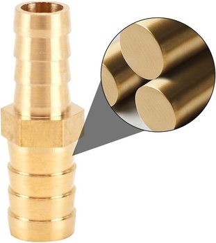 2 kusy mosadzných hadicových spojok 14 mm x 8 mm s protihrotmi