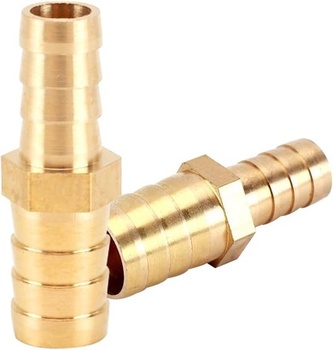 2 kusy mosadzných hadicových spojok 14 mm x 8 mm s protihrotmi