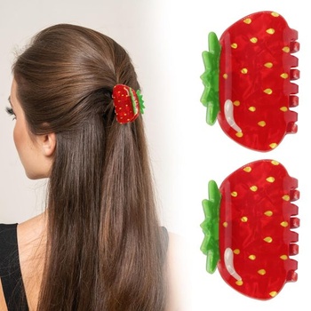 2 roztomilé jahodové sponky do vlasov, elegantné a sofistikované jahodové vlasové doplnky, darčeky pre