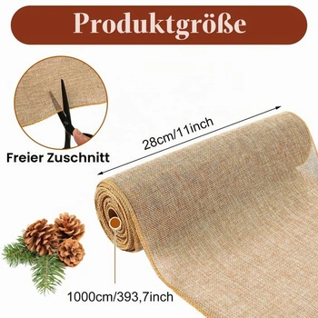 DAJAVE Sada 2 jutových běhounů na stůl, 30 cm x 10 m, jutová stuha na stůl, 100% přírodní jutový