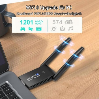 WiFi 6 AX1800 WLAN adaptér pre PC, dvojpásmový 2.4G+5G WLAN adaptér so vstavanými ovládačmi,