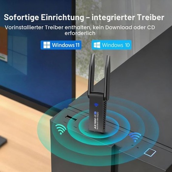 WiFi 6 AX1800 WLAN adaptér pre PC, dvojpásmový 2.4G+5G WLAN adaptér so vstavanými ovládačmi,