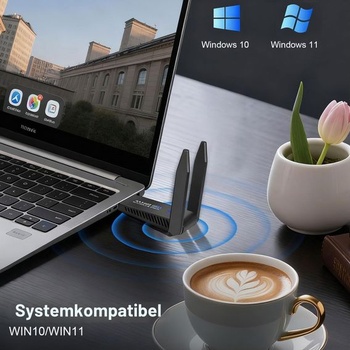 WiFi 6 AX1800 WLAN adaptér pre PC, dvojpásmový 2.4G+5G WLAN adaptér so vstavanými ovládačmi,