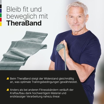 TheraBand 1,50 m v PE sáčku s návodom | Fitness guma | Gymnastická guma | Strečová guma na cvičenie