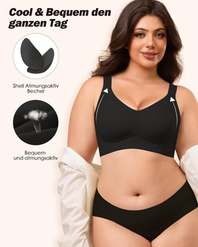 Dámska bezšvová minimizer podprsenka As Fairy pre veľké prsia, veľkosť 3XL, čierna