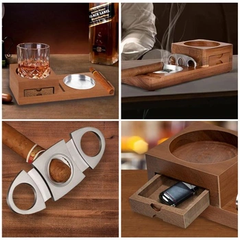 Podtácek na doutníky FINEW s popelníkem a příslušenstvím na doutníky