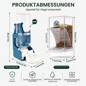 Automatické krmítko a dávkovač vody pre vtáky, priehľadný akryl