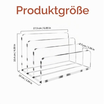 Akrylový držiak na listy s priehradkami, držiak na listy na stôl do kancelárie, domácnosti alebo