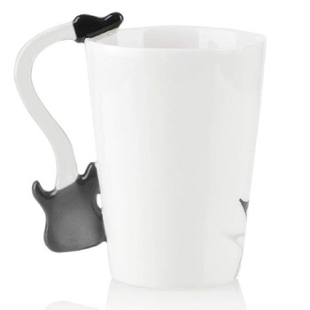 Vtipný keramický hrnek s motivem kytary, porcelánový hrnek na čaj, potištěný hudebními notami,
