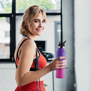 Nerezová fľaša na vodu 750ml, termoska so slamkou, nepriepustná fľaša na vodu, vhodná na sýtené