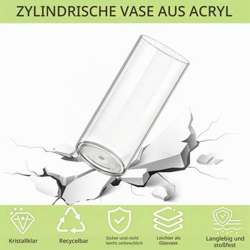 Akrylová kvetinová váza, nerozbitná priehľadná valcová váza, moderné akrylové vázy na dekoráciu,