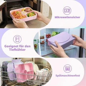 Dětský obědový box LEIKEEGO s přihrádkami, nepropustný bento box do školy, školky, fialový