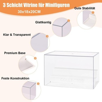 3poschodová vitrína na minifigúrky, úložný box 30x18x20cm