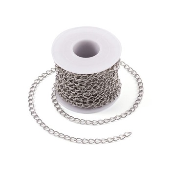 10 m dlhá, nezváraná, krútená retiazka zo železa a platiny, 7 x 5 mm, na náhrdelníky, šperky,