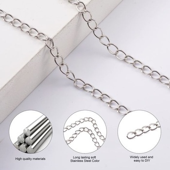 10 m dlhá, nezváraná, krútená retiazka zo železa a platiny, 7 x 5 mm, na náhrdelníky, šperky,