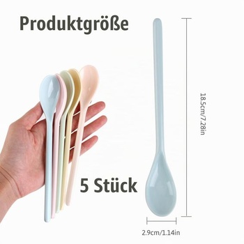 Plastové lžičky k opakovanému použití s dlouhými rukojeťmi, na míchání latte, kávy, espressa,