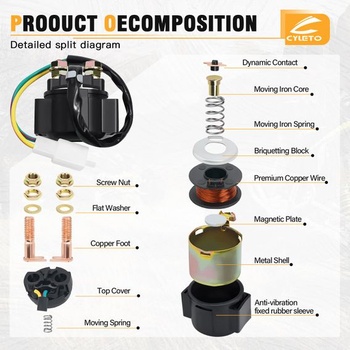 Štartovacie relé, solenoidový spínač pre štvortaktný motor GY6 50 ccm 150 ccm 200 ccm 250 ccm