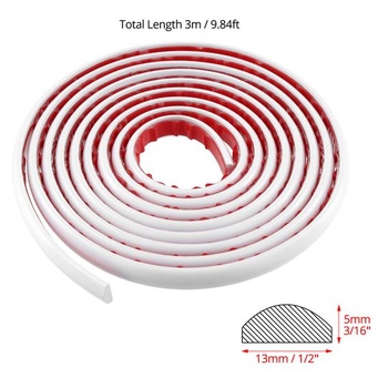 QWORK® 3 metry bílé samolepicí PVC dekorativní pásky, 5x13 mm, flexibilní stropní lišty, pro