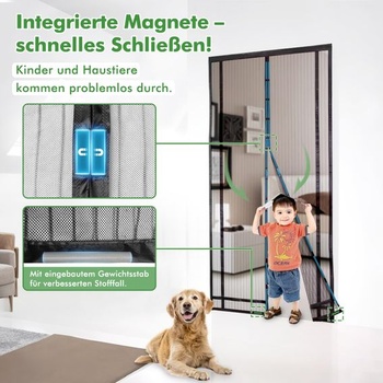 Sekey síť proti hmyzu na balkonové dveře, řezaná na míru – magnetická a samolepicí, není nutné