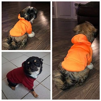 Idepet Dog Hoodie Bavlnený psí kabát Teplá bunda pre malé a stredné šteňatá Teddy Chihuahua M Modrá