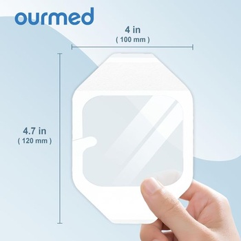Průhledný filmový obvaz Ourmed, 50 kusů, voděodolné průhledné samolepicí náplasti 10x12cm, obvaz na