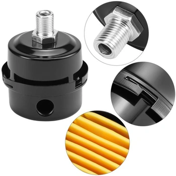 QWORK® 2dílný tlumičový filtr kompresoru, kovový vzduchový filtr kompresoru, 1/4