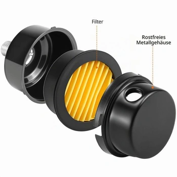 QWORK® 2dílný tlumičový filtr kompresoru, kovový vzduchový filtr kompresoru, 1/4