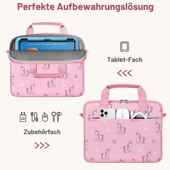 Taška na tablet Dadanism pre deti, puzdro na tablet 12,5 palca, ružový jednorožec Ružový
