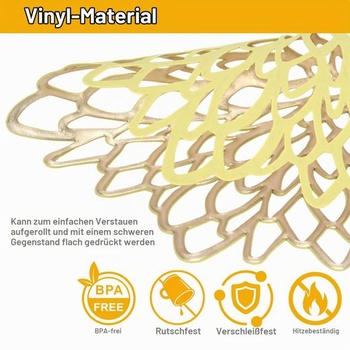 Sada 6 zlatých prostírání, PVC, Ø 38 cm, žáruvzdorné, 12
