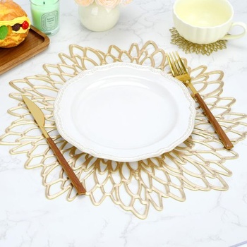 Sada 6 zlatých prostírání, PVC, Ø 38 cm, žáruvzdorné, 12
