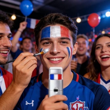 Sada fanúšikov Francúzska, 5 kusov, okuliare, fanúšikovská vlajka, príslušenstvo, pre futbal, ragby,