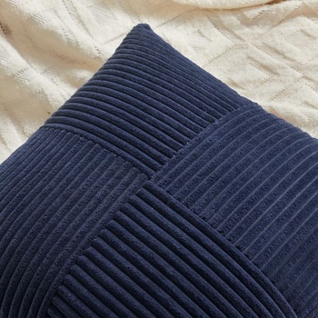 Sada 2 tmavomodrých menčestrových obliečiek na vankúše 40x40cm mäkké moderné dekoratívne obliečky na